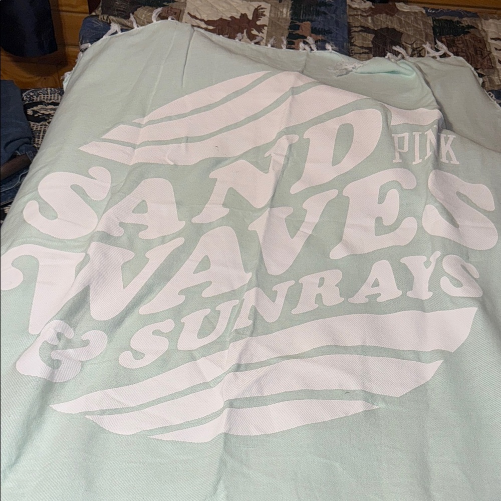 PINK Mint Green Beach Blanket
